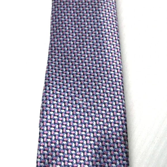 MICHAEL KORS Men's Silk Blend Necktie Designer 3D Blue Pink Black White Print - Picture 2 of 7